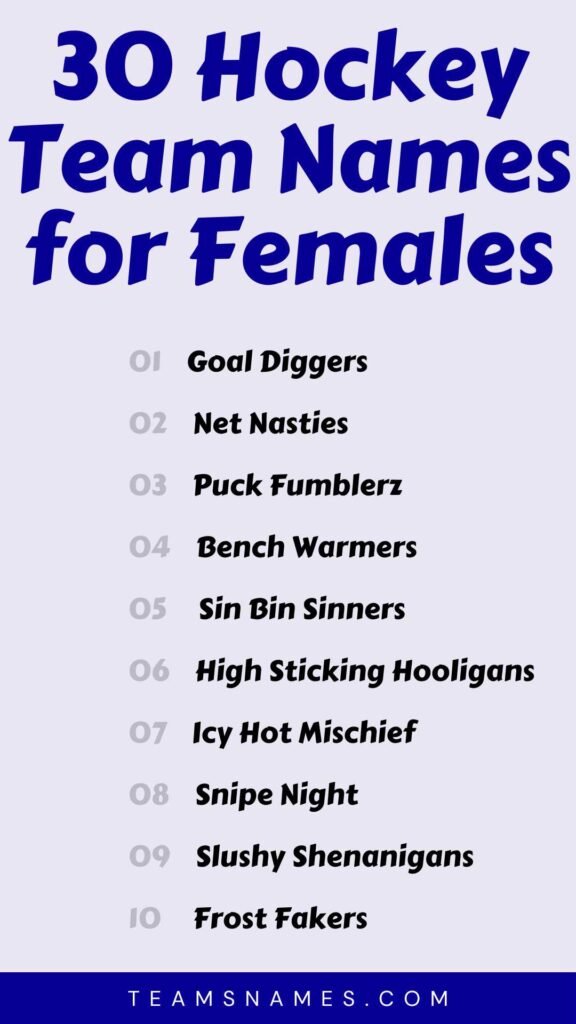 fantasy hockey team names for girls