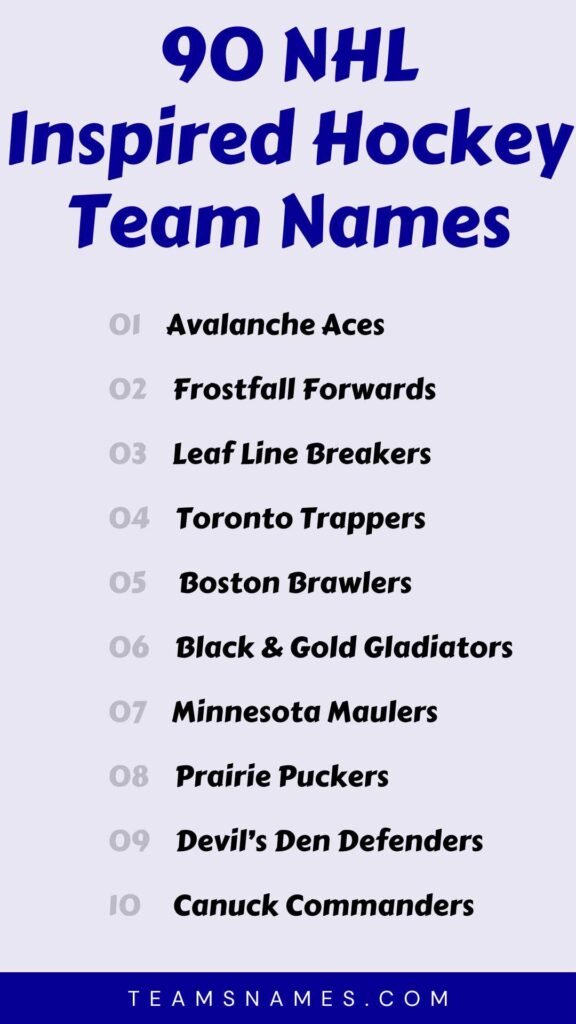 nhl fantasy hockey team names