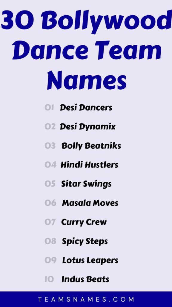 Bollywood Dance Team Names