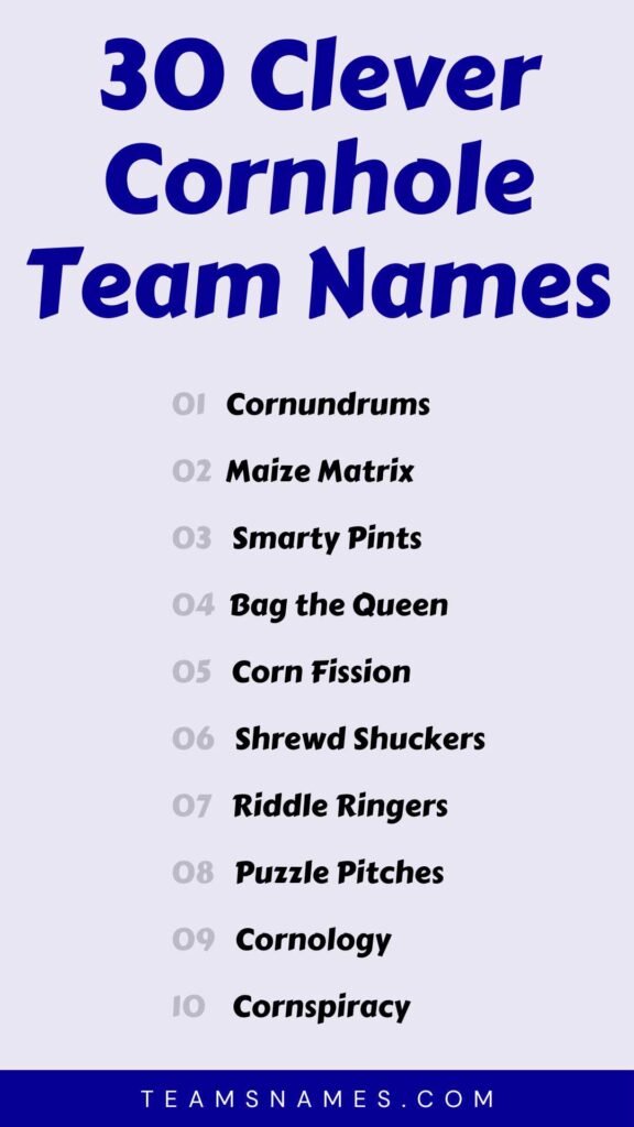 Clever Cornhole Team Names