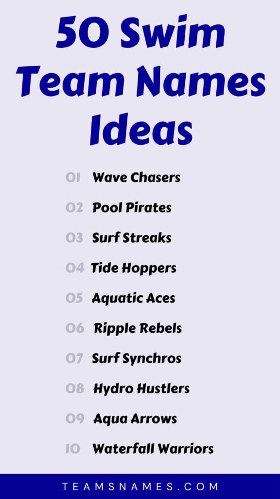 Swim Team Names Ideas