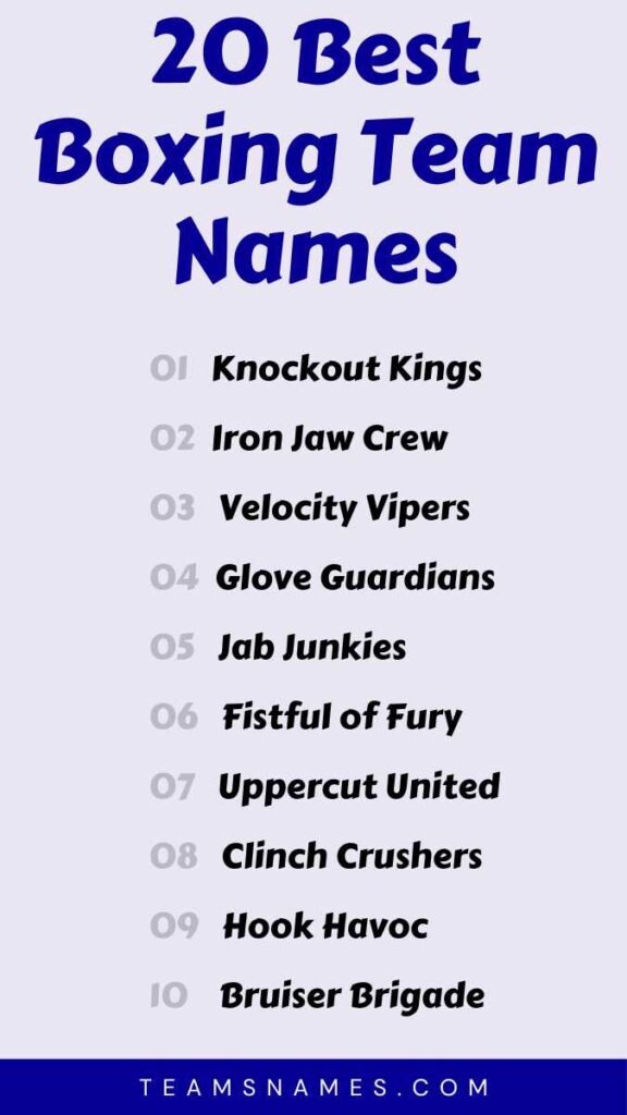 Best Boxing Team Names