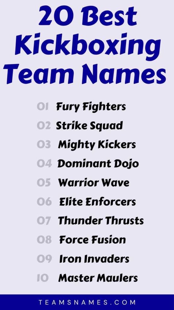 Best Kickboxing Team Names