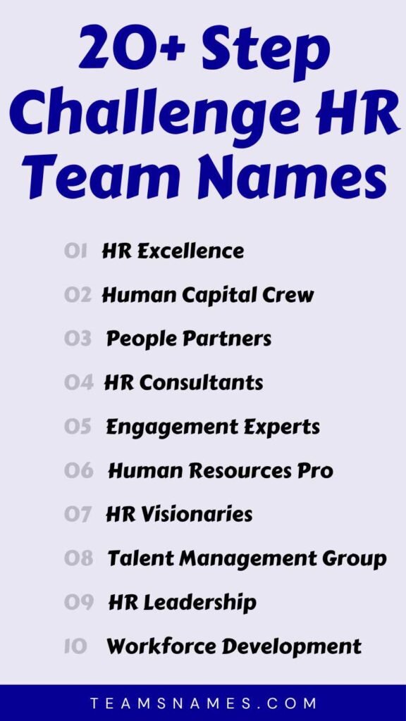 Step Challenge HR Team Names