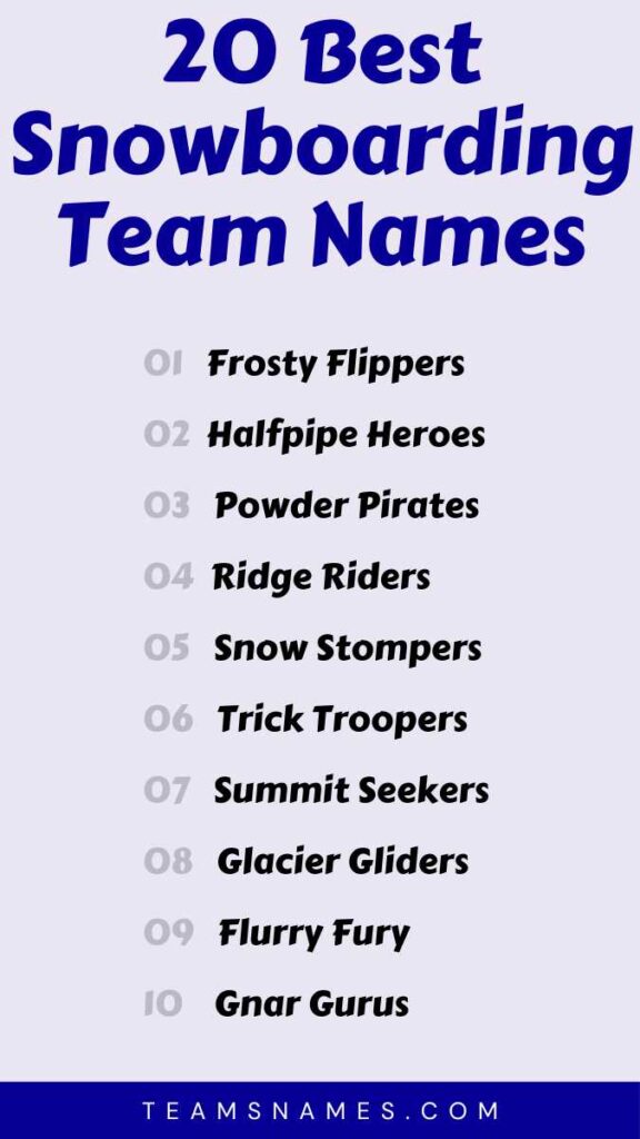 Best Snowboarding Team Names