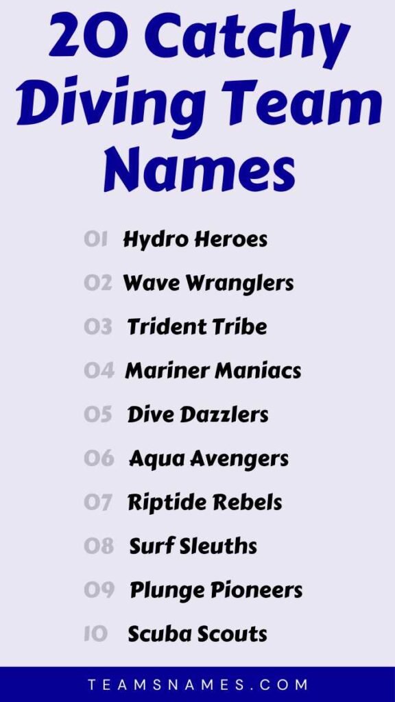 Catchy Diving Team Names