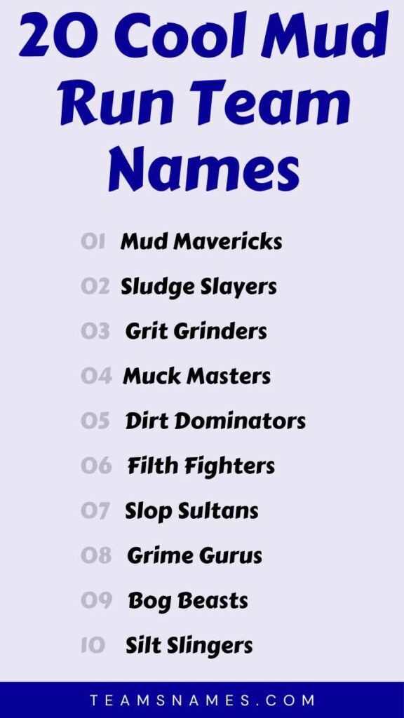 Cool Mud Run Team Names