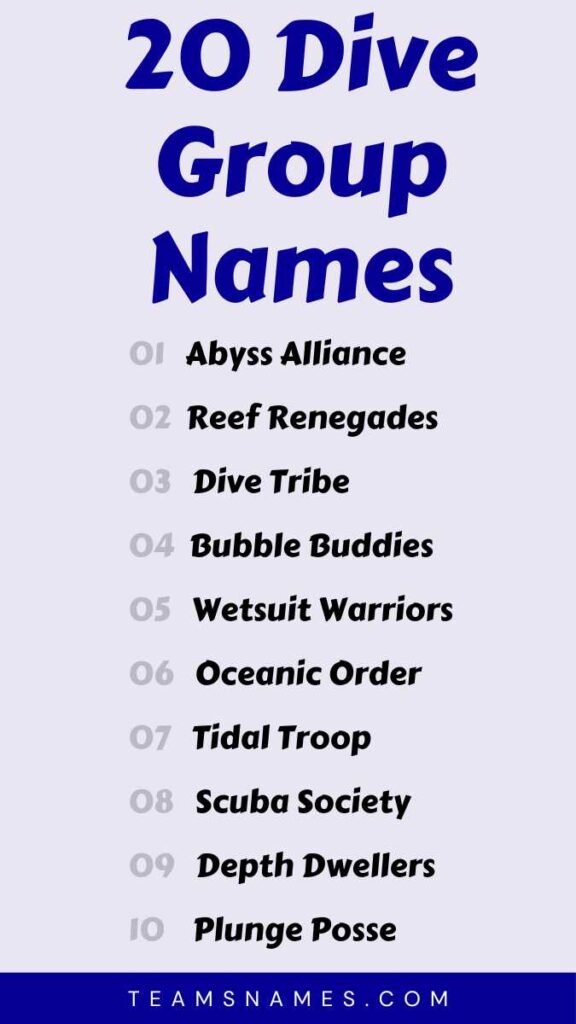 Dive Group Names