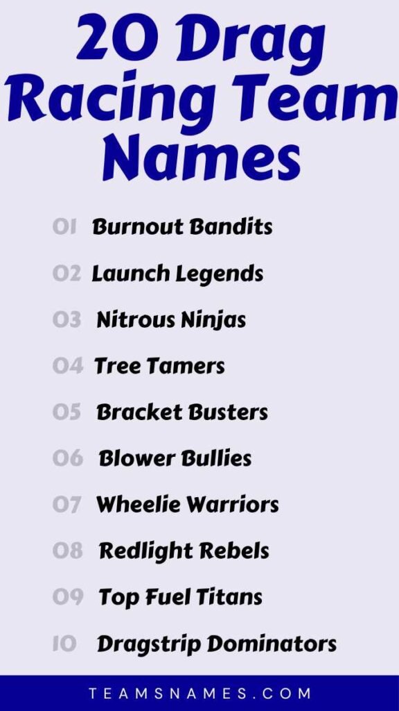 Drag Racing Team Names