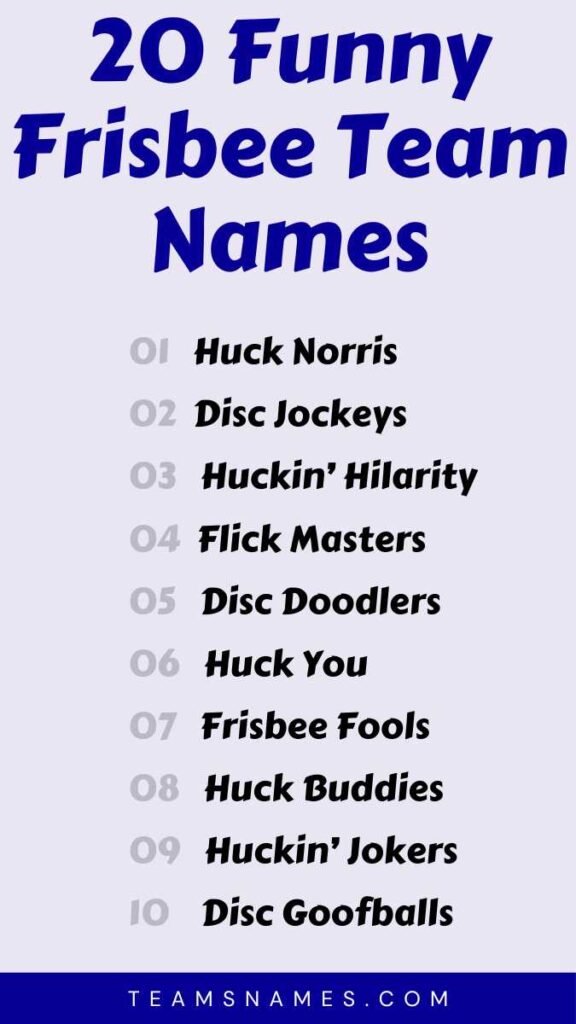 Funny Frisbee Team Names