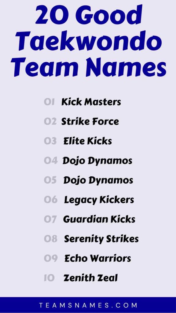 Good Taekwondo Team Names
