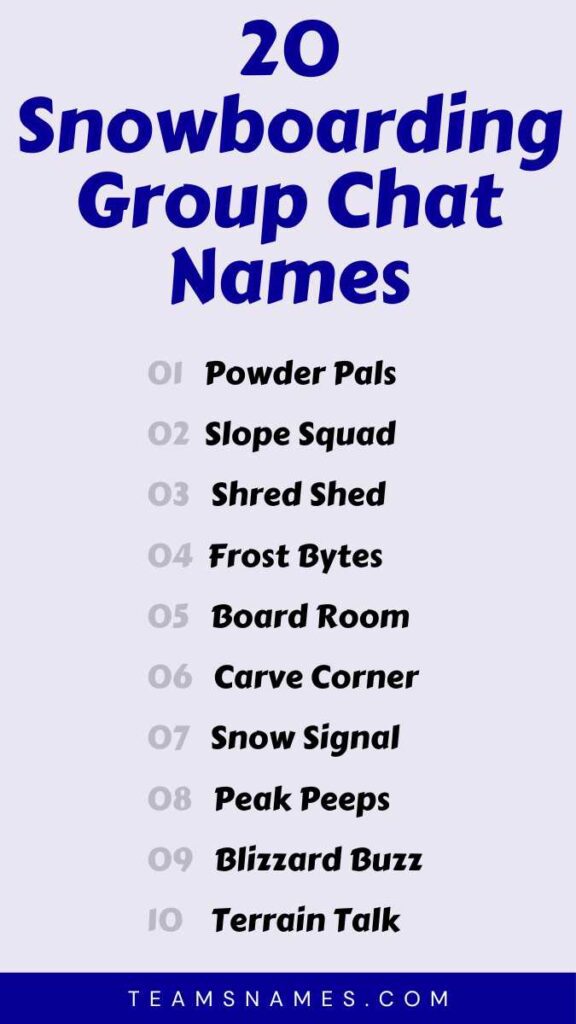 Snowboarding Group Chat Names