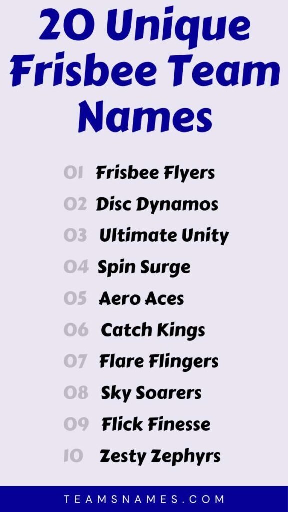 Ultimate Frisbee Team Names