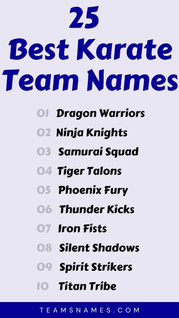 Best Karate Team Names