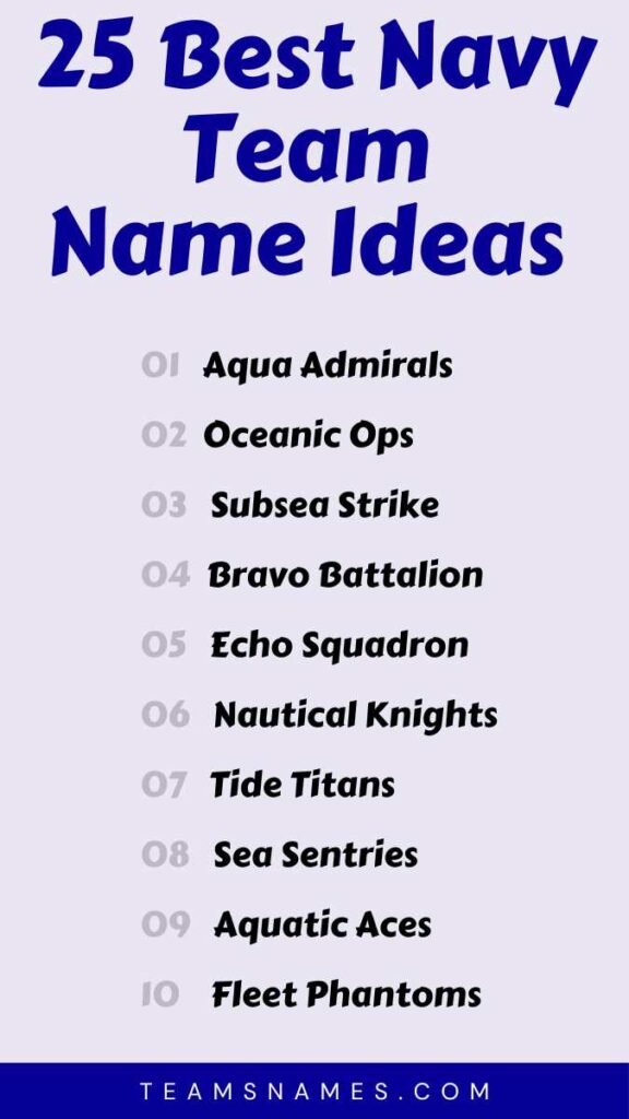 Navy Team Name Ideas