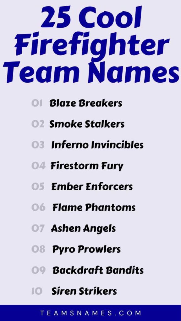 Cool Firefighter Team Names