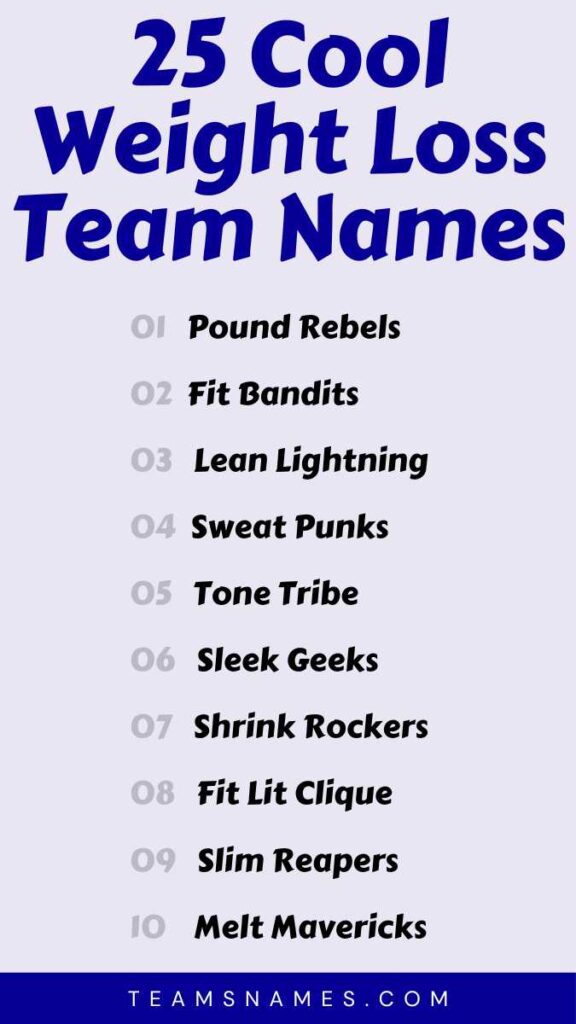 Cool Weight Loss Team Names