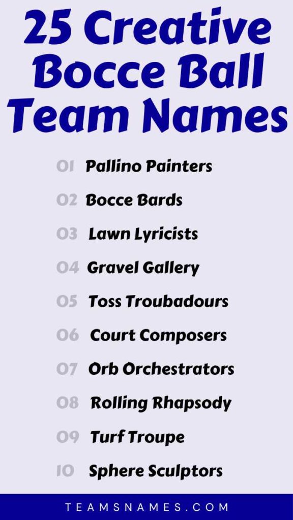 Creative Bocce Ball Team Names