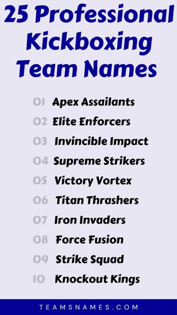 Professional Kickboxing Team Names