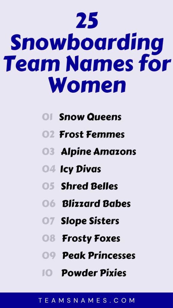 Snowboarding Team Names for Women