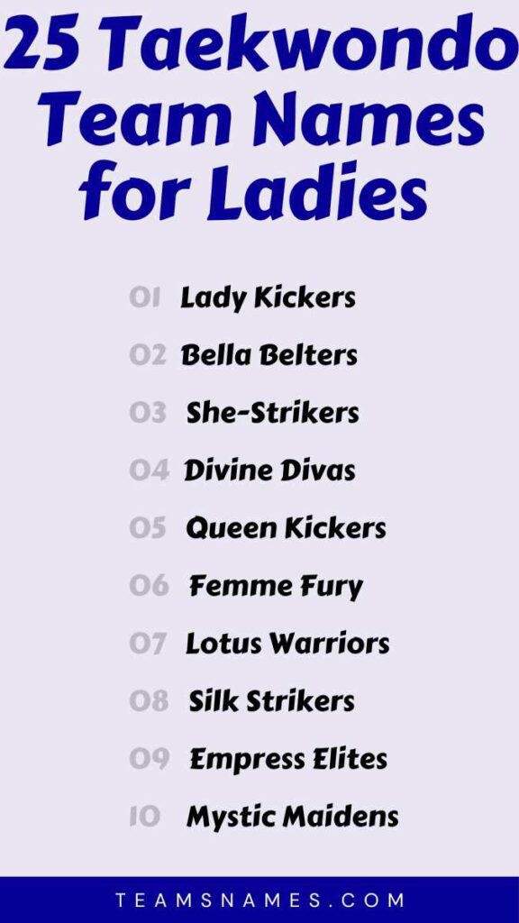 Taekwondo Team Names for Ladies