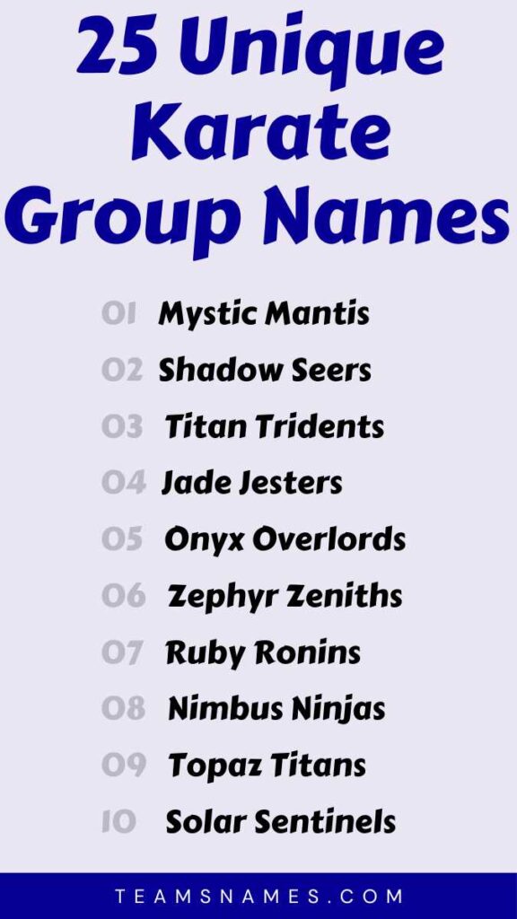 Unique Karate Group Names
