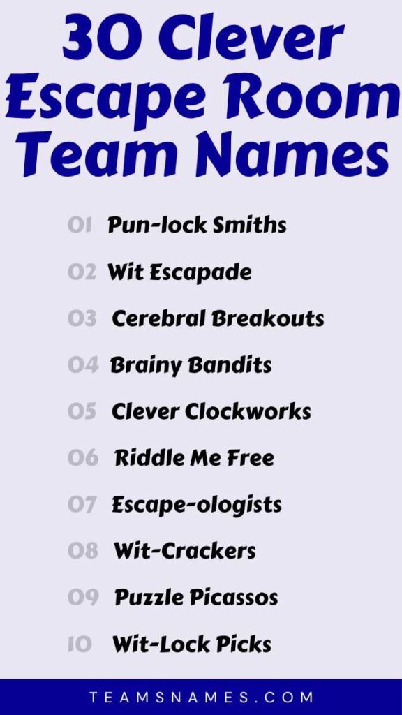 Clever Escape Room Team Names