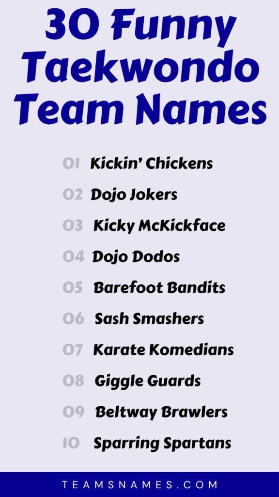 Funny Taekwondo Team Names