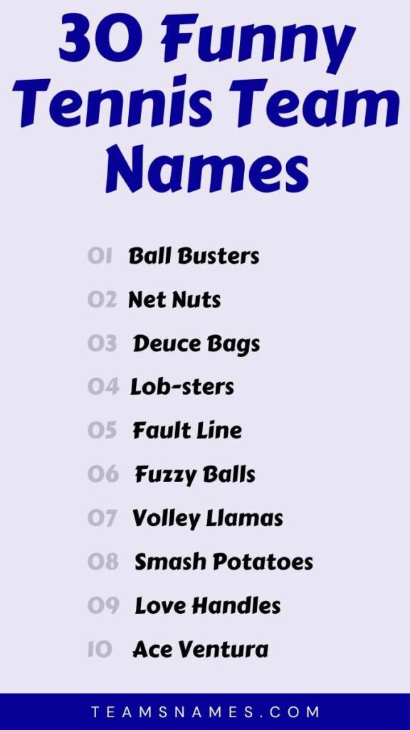 Funny Tennis Team Names