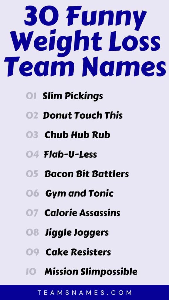 Funny Weight Loss Team Names
