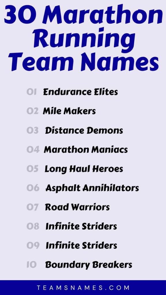 Marathon Running Team Names