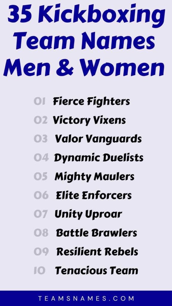 Kickboxing Team Names for Men & Women