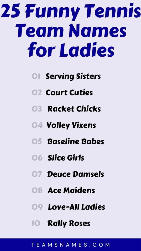 Funny Tennis Team Names for Ladies