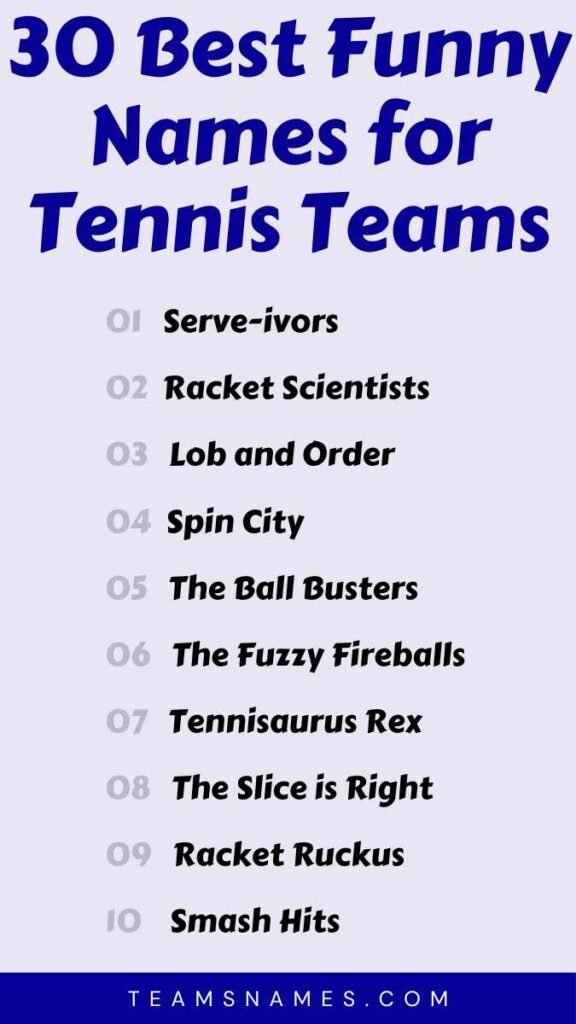 Best Funny Names for Tennis Teams