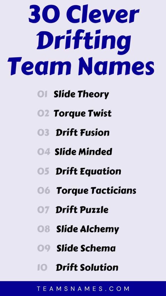 Clever Drifting Team Names