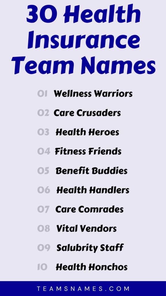 Health Insurance Team Names