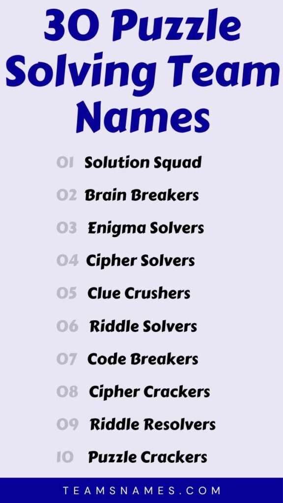 415 Popular Puzzle Team Names for Every Type of Solver