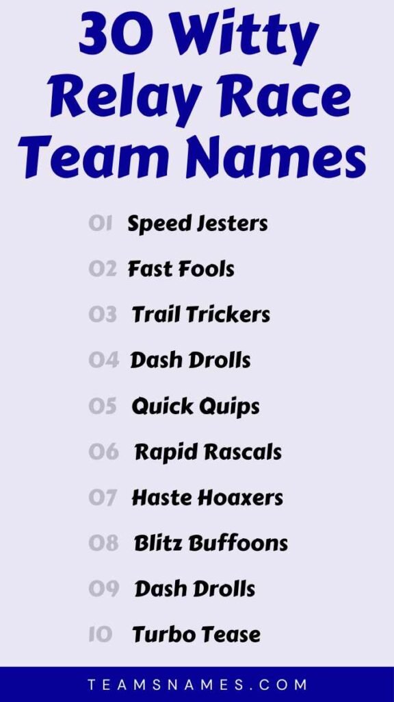 Witty Relay Race Team Names