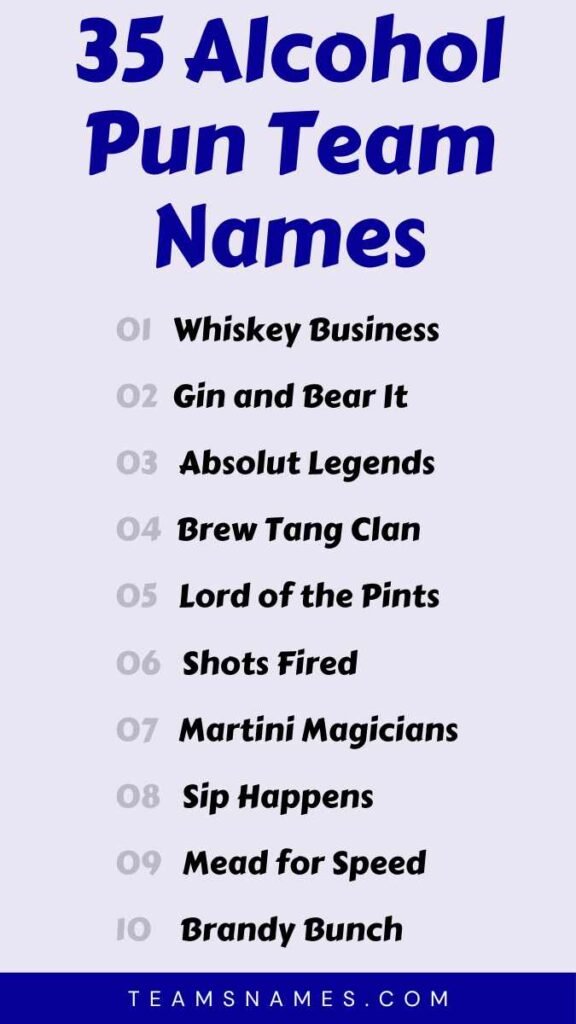 Alcohol Pun Team Names