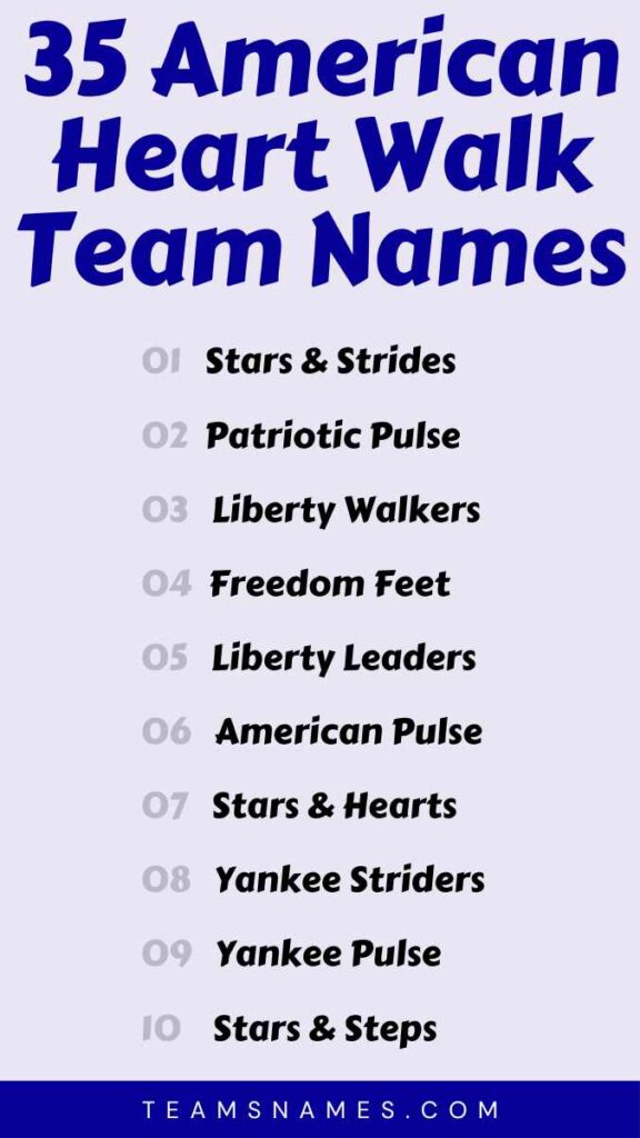 American Heart Walk Team Names