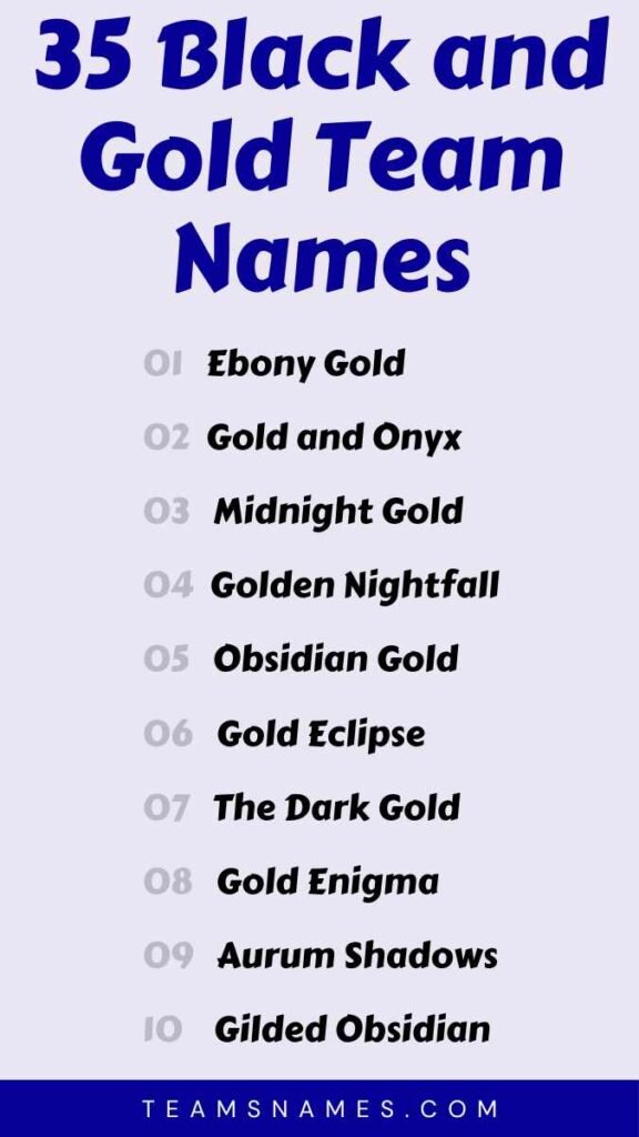 Black and Gold Team Names