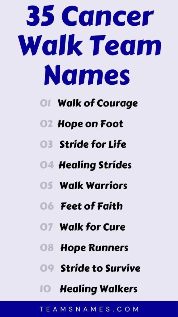 Cancer Walk Team Names