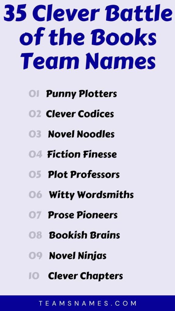 Clever Battle of the Books Team Names