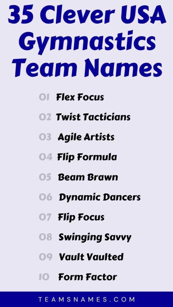 Clever USA Gymnastics Team Names