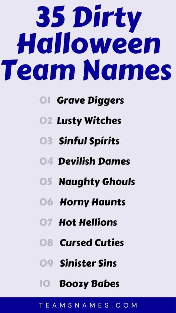 Dirty Halloween Team Names