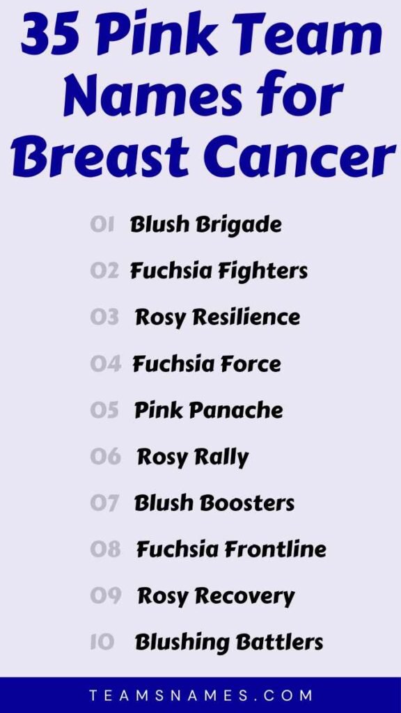 Pink Team Names for Breast Cancer