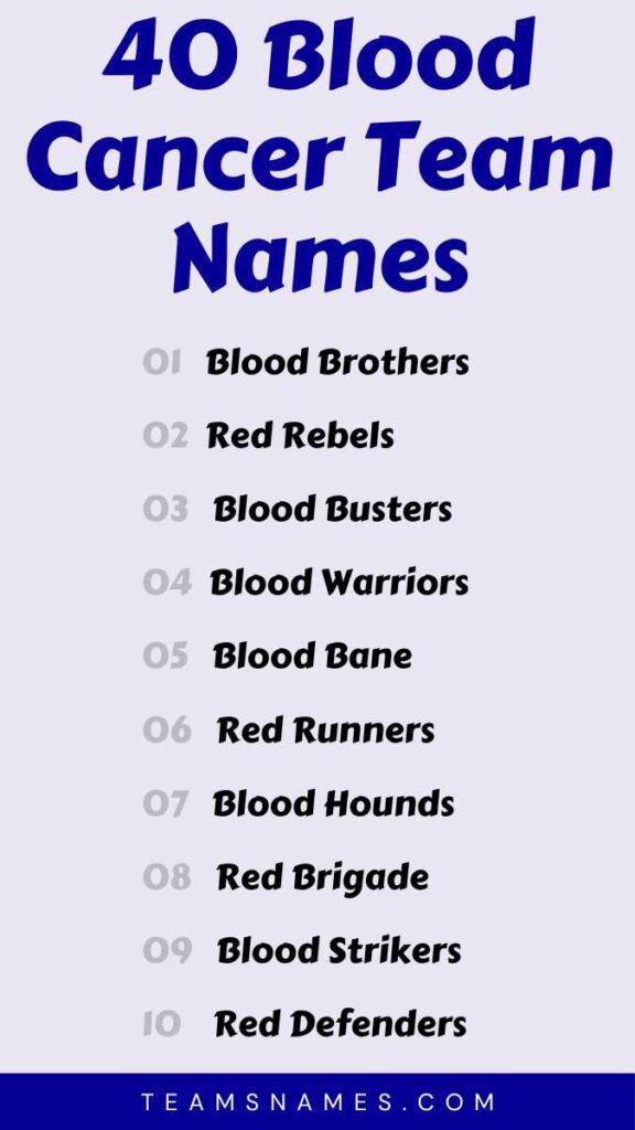 Blood Cancer Team Names