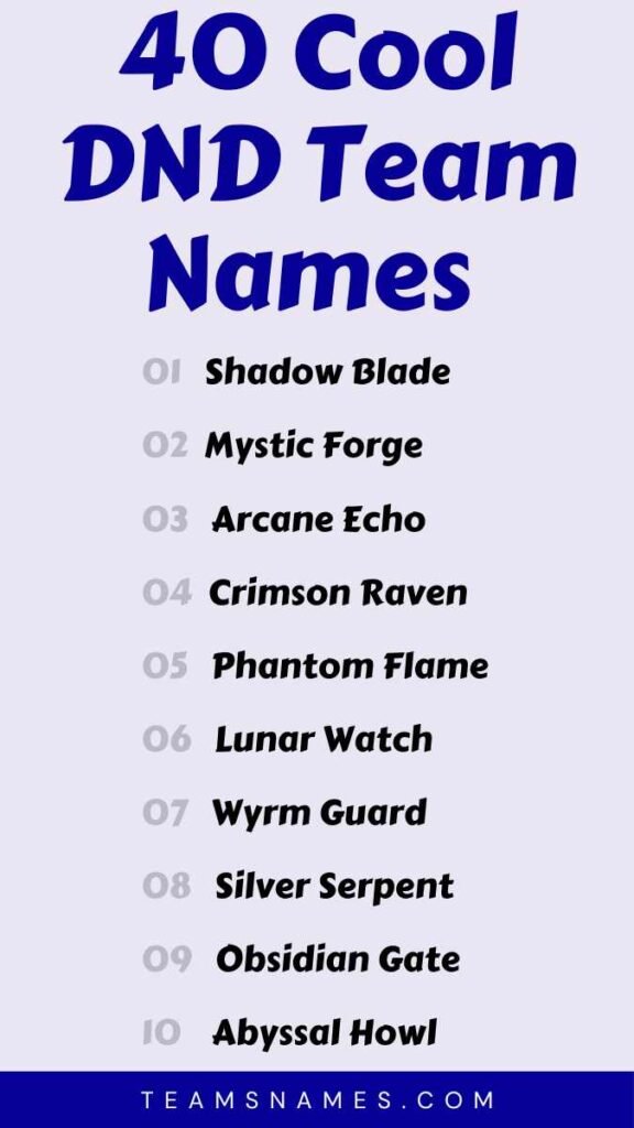 Cool DND Team Names