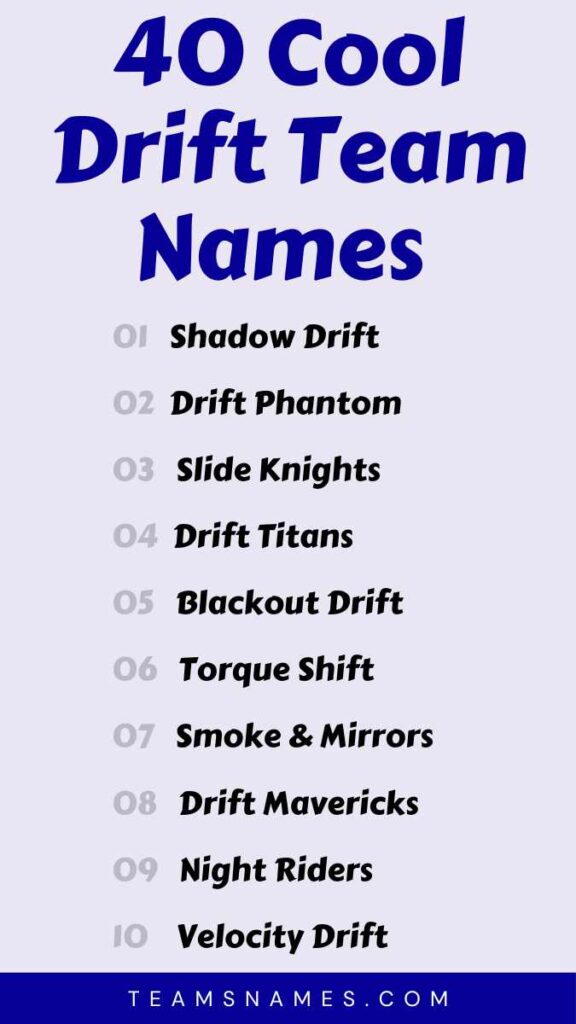 Cool Drift Team Names