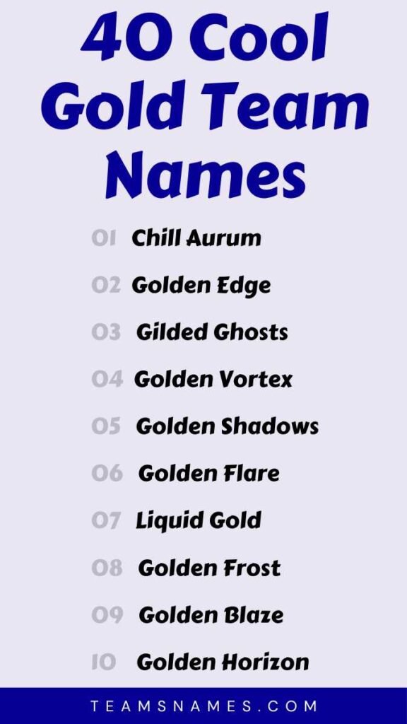 Cool Gold Team Names